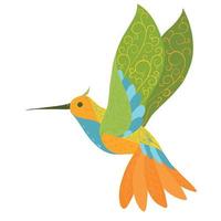 Vector illustration of fantastic colorful unusual bird in a vivid design. Tropical fauna style