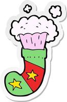 sticker of a cartoon magic christmas stocking vector