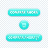 buy now in spanish, buttons for web design vector