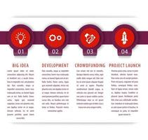 Startup infographics elements, 1, 2, 3, 4 steps, timeline, vector illustration