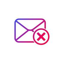 Delete email, mail vector icon