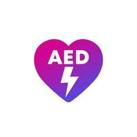 AED icon with a heart, automated external defibrillator vector