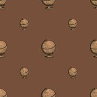The globe engraved seamless pattern. Vintage background old atlas earth in hand drawn style. vector