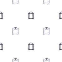 Seamless pattern of retro arch windows engraving. Vintage background cute window in hand drawn style. vector