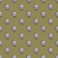 The globe engraved seamless pattern. Vintage background old atlas earth in hand drawn style. vector