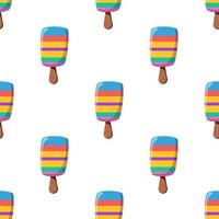 Seamless pattern of striped ice cream on a stick. Vector illustration