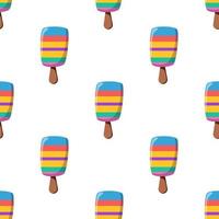 Seamless pattern of striped ice cream on a stick. Vector illustration