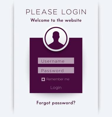 Login window concept with man icon, login page design, vector illustration