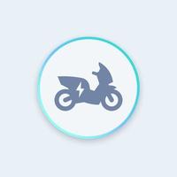 scooter eléctrico, icono redondo de moto, ev, icono de vehículo eléctrico, transporte ecológico, ilustración vectorial vector