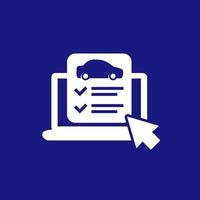 car history report, online check icon for web vector