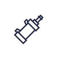 pneumatic cylinder, piston line icon vector