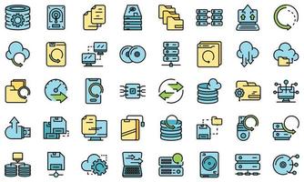 Backups icons set vector flat