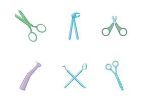 Medical tools icon set, cartoon style vector