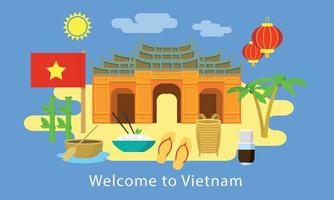 Welcome to Vietnam concept banner, flat style vector