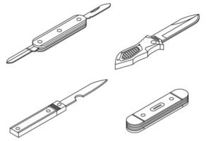 Penknife icons set vector outine