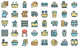 Cheese production icons set vector flat