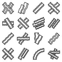 Bacon icons set, outline style vector