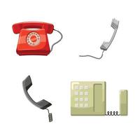 Telephone icon set, cartoon style vector