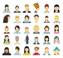 Woman avatar icon set, flat style vector