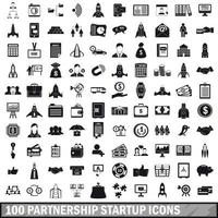 100 partnership startup icons set, simple style vector