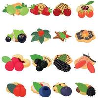 Fruit cookie icons set, isometric style vector