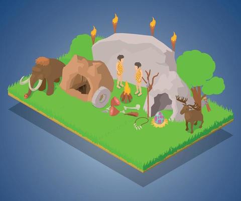 History age concept banner, isometric style