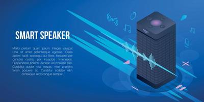 Smart speaker concept banner, isometric style vector