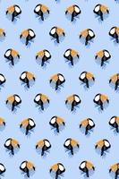 Seamless pattern with hand drawn toucan simple textile background tropical exotic bird with big beak fun kids wrapping paper vector illustration