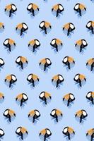 Seamless pattern with hand drawn toucan simple textile background tropical exotic bird with big beak fun kids wrapping paper vector illustration