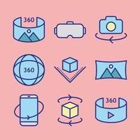 360 Degrees Technology Simple Colorful Flat Icon Collection vector