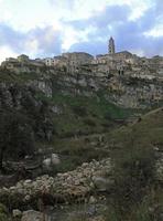 View over Matera, Italy, on a da with dramatic sky photo