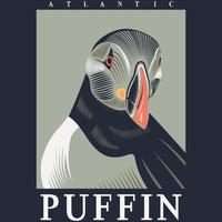 Atlantic Puffin Seabird Line Drawing Art vector