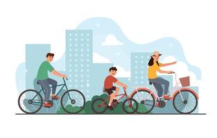 Cycling With Family vector