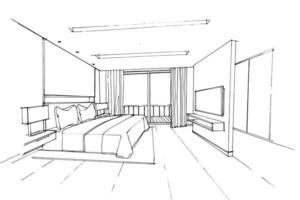 line drawing bedroom .Modern design,vector,2d illustration vector