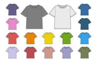 Set of Outline Tshirt Mockup Template vector