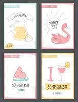Postcard for german summer party. sommerfest einladung. set of card to beach Party vector