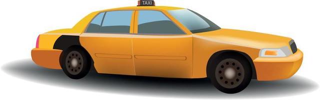 taxi amarillo, vehículo típico de nueva york, dibujado sobre fondo blanco con sombra. vector