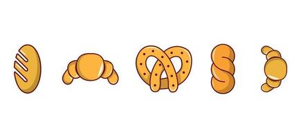 Bakery icon set, cartoon style vector