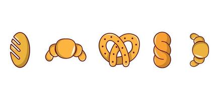 Bakery icon set, cartoon style vector