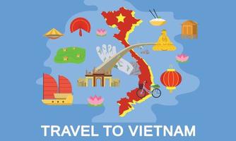 Exotic Vietnam country concept banner, flat style vector
