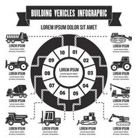 infografía de vehículos de construcción, estilo simple vector