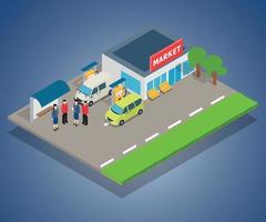 Shop refueling concept banner, isometric style vector