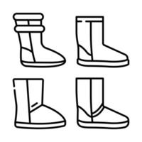 conjunto de iconos de botas ugg, estilo de contorno vector
