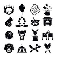 Circus icons set, simple style vector