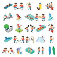 Sport competition icons set, isometric style vector