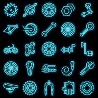 Bicycle repair icons set vector neon