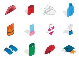 Clothes icon set, isometric style vector