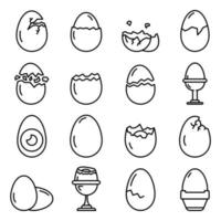 Eggshell icons set, outline style vector