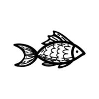 Fish, hand-drawn in sketch style. Sea creatures. Organisms of the oceans. Simple vector illustration isolated on white background