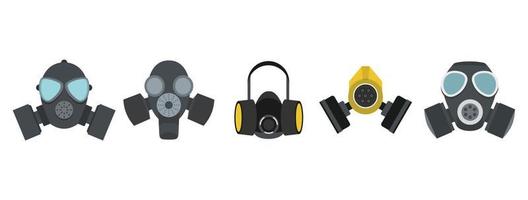 Gas mask icon set, flat style vector